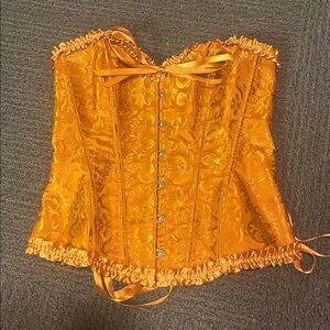 SHEIN Vibrant Orange Brocade Corset Top